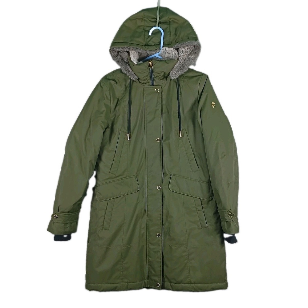 1 Madison Expedition Parka Women Medium Olive Green Faux Fur Military Coat